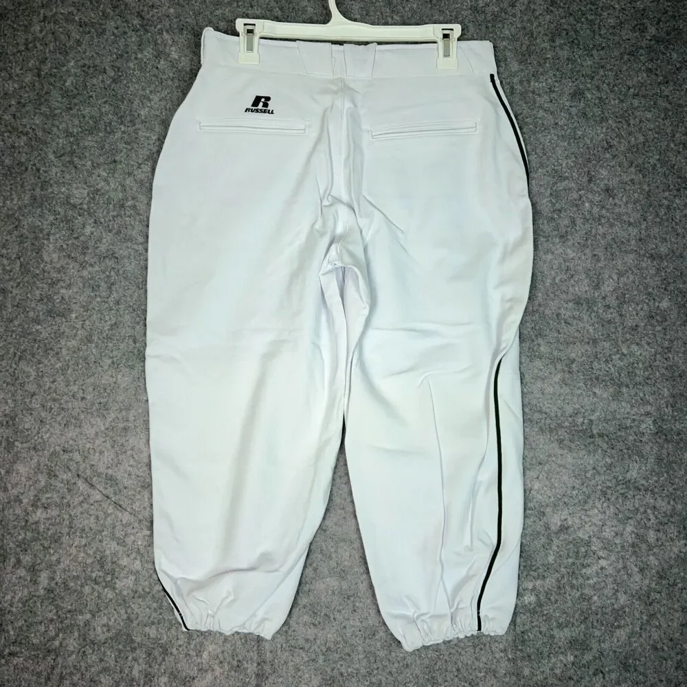 Russell Athletic Womens Softball Pants Extra Large ray White Black Snap‎ Button